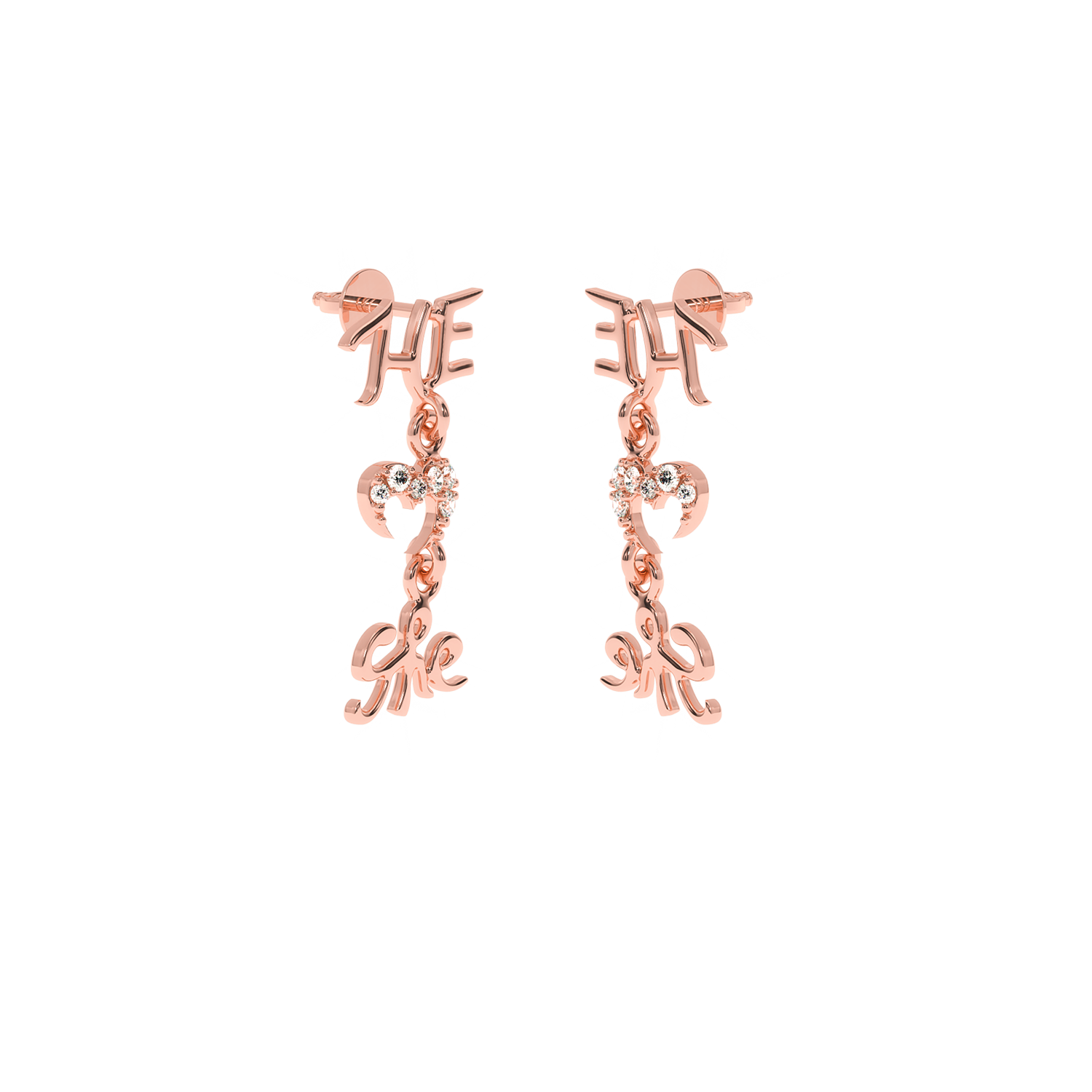 Solitairekart 0.08 Carat He & She Heart Lab-Grown Diamond Earrings